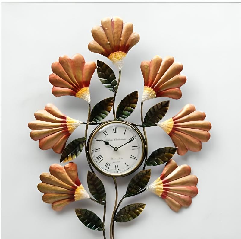 Black & Orange Abstract Shaped Metal Wall Clock